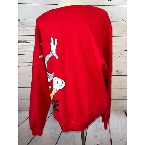 Looney Tunes Sweatshirt Pullover Red XXL 2XL 2X 19 Red Vintage Double Sided - Picture 4 of 11
